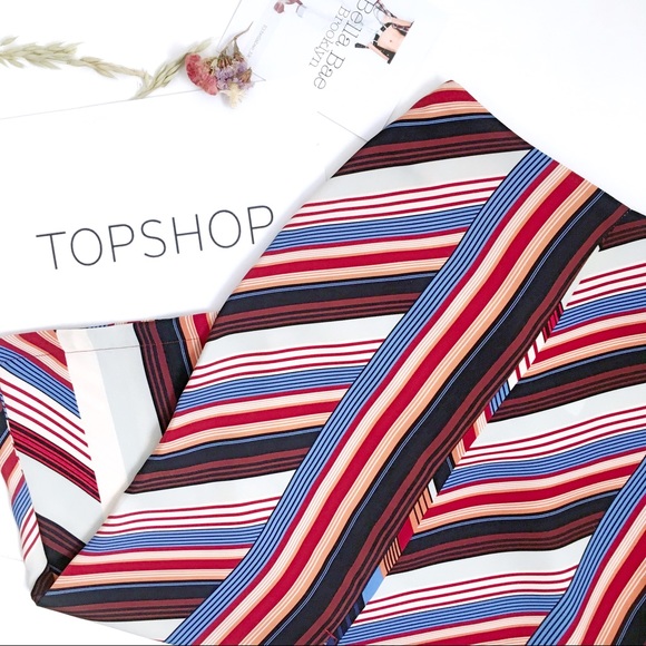 Topshop Multi color stripe front slit pencil skirt - Picture 3 of 8